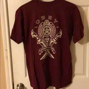 Obey Propaganda Indoctrination Burgundy T Shirt